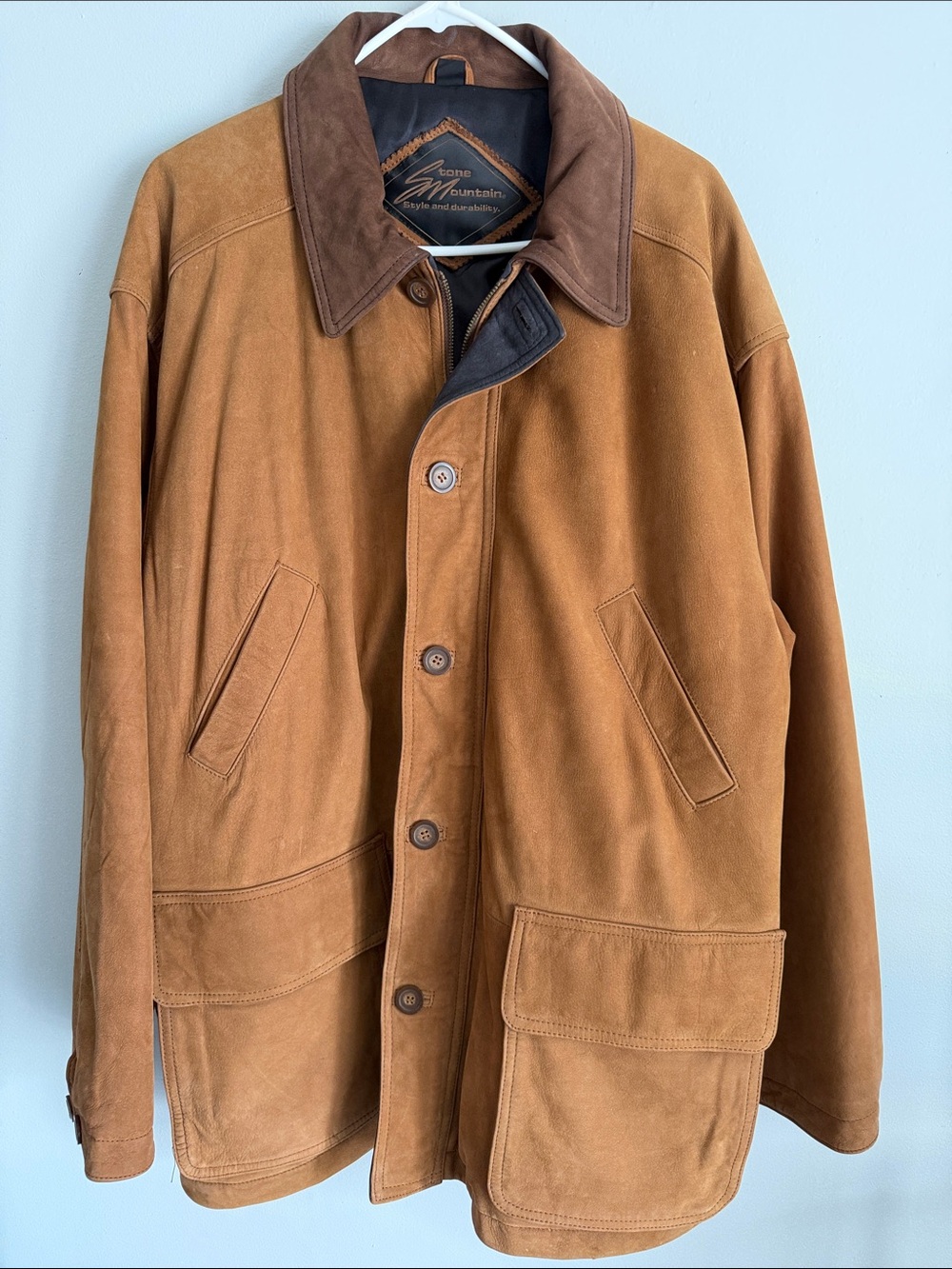 Vintage Stone Mountain Suede  leather Field Jacket in Chestnut